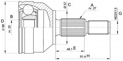 OPEN PARTS cvj520210 -  Шарнирный комплект, приводной вал